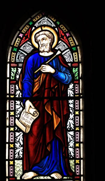 Fringford Viktorya Vitray Kilise Penceresinin Detay Luke Evangelist Tasvir Latince — Stok fotoğraf