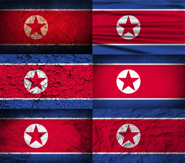 Флаг Северной Кореи Старой Текстурой Иллюстрация — стоковое фото