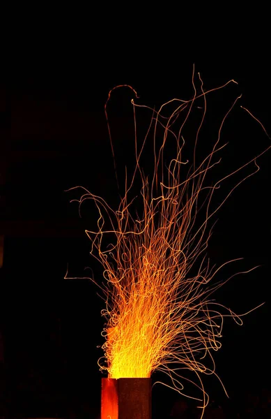 Fuego Enciende Noche Oscura — Foto de Stock