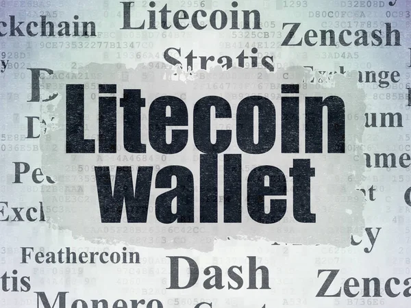 Blockchain Concept Geschilderde Zwarte Tekst Litecoin Wallet Digitale Data Papier — Stockfoto