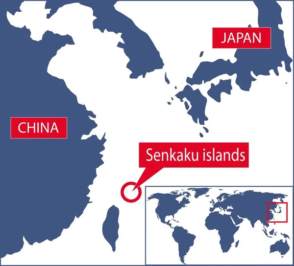 Mapa Senkaku Islas Japón China Disputas Territoriales — Foto de Stock