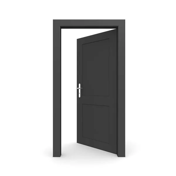 Una Sola Puerta Negra Abierta Marco Puerta Solamente Sin Paredes —  Fotos de Stock