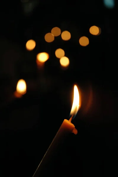 Svíčky Izolovaných Černém Pozadí — Stock fotografie