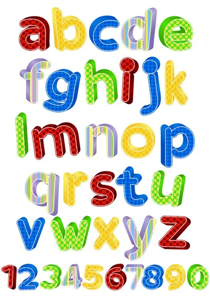 Leuke Kleurrijke Alfabet Letters Cijfers Vector Illustratie — Stockfoto