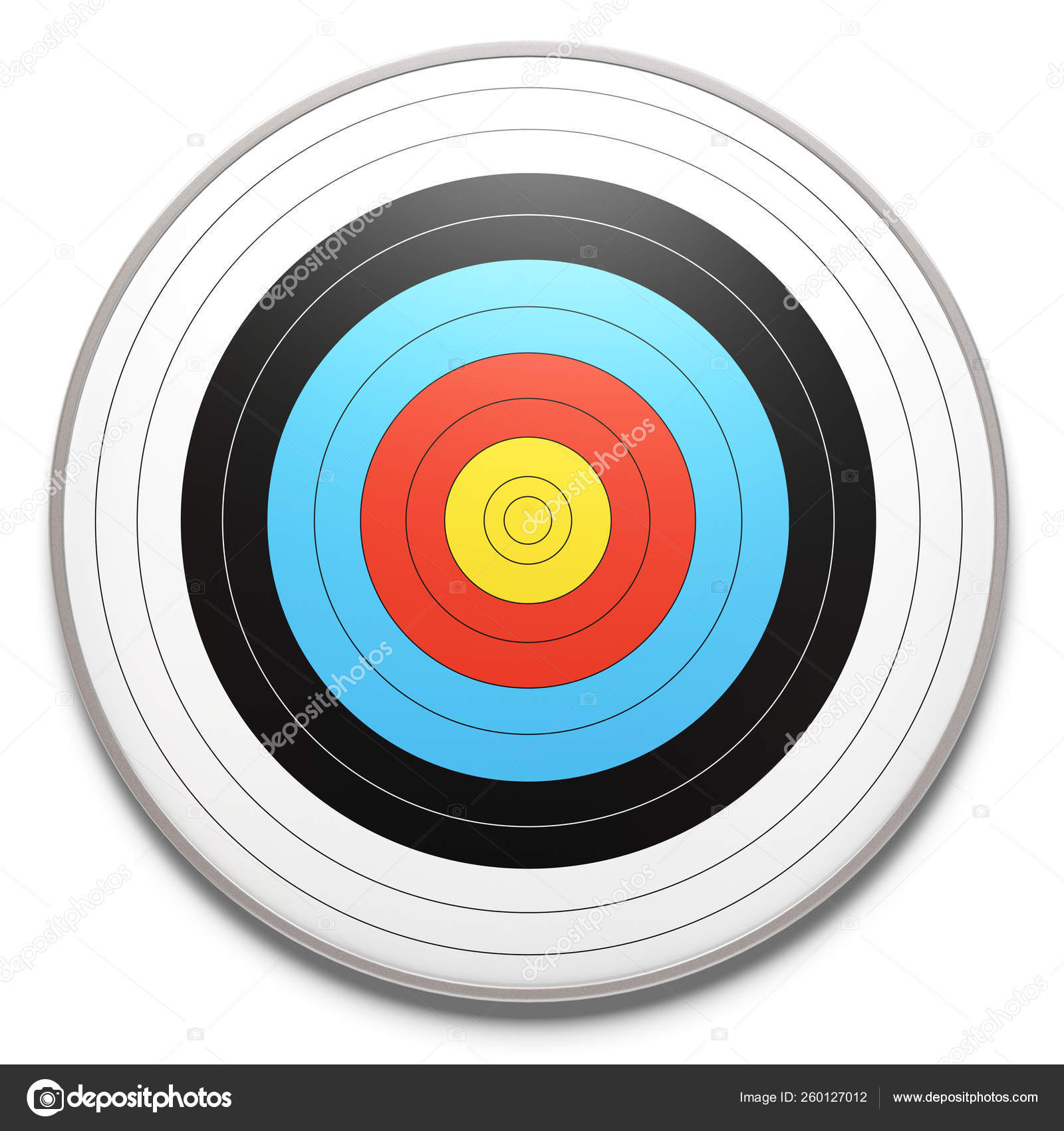Face View Archery Target White Background Shadow Stock Photo By C Yayimages