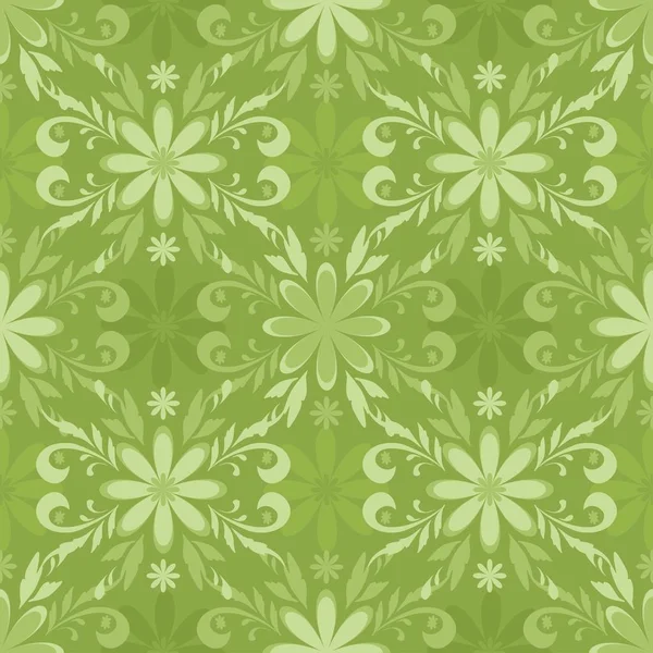 Seamless Floral Background Green Symbolical Silhouettes Contours Flowers — Stock Photo, Image