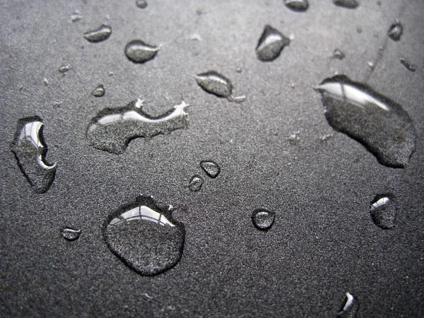 Close Few Water Drops Metallic Surface — Stock Photo, Image