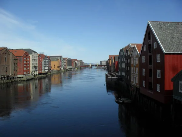 Trondheim Daki Nidelv Nehri Norveç — Stok fotoğraf