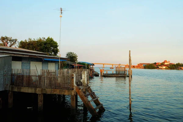 Neben Dem Strandleben Dorf Bang Boon Mündung Phetchaburi Thailand — Stockfoto