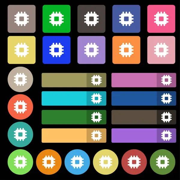 Signo Icono Unidad Central Procesamiento Set Veintisiete Botones Planos Multicolores —  Fotos de Stock