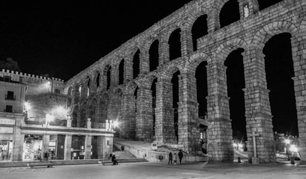 Famous Segovia Aqueduct October Evening Spain — Stock Photo, Image
