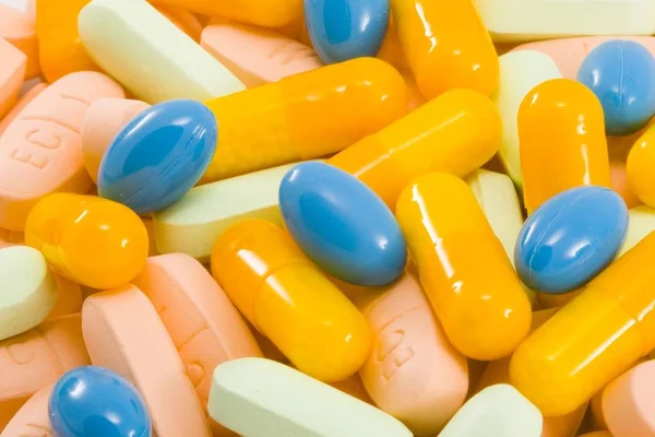 Een Heleboel Verschillende Soorten Drugs Verschillende Kleuren — Stockfoto