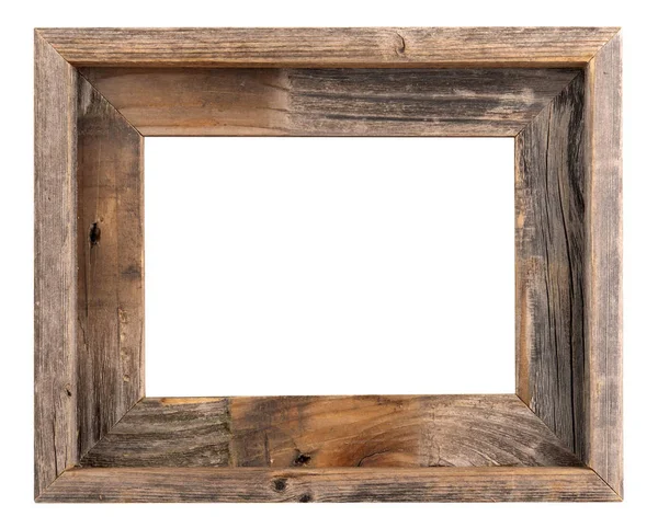Empty Old Wood Frame Isolated White Background — Stok fotoğraf