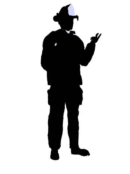 Manlig Brandman Silhouette Illustration Vit Bakgrund — Stockfoto