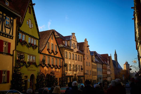 Krásné Ulice Rothenburg Der Tauber Tradičními Německými Domy Bavorsko Německo — Stock fotografie