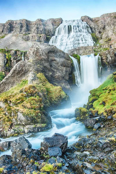 Dynjandi Ist Der Berühmteste Wasserfall Der Westfjorde Und Einer Der — Stockfoto