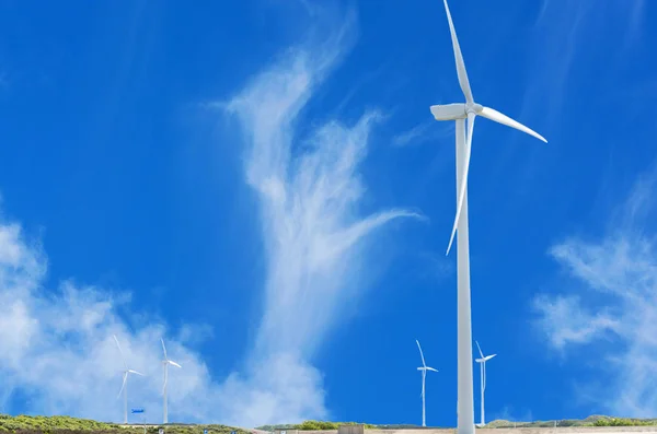 Windkraftanlage Der Holländischen Nordseeküste Mit Blauem Himmel — Stockfoto