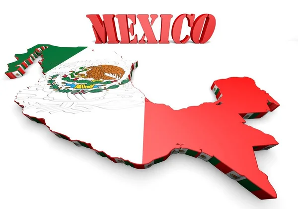 Ilustrasi Peta Dari Meksiko Dengan Bendera Dan Lambang — Stok Foto