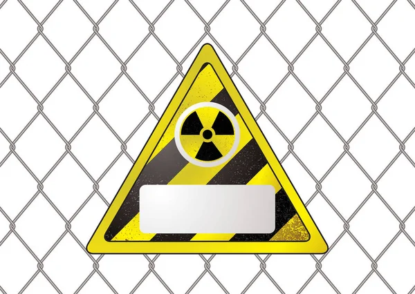 Trojúhelníkový Jaderné Značka Připojené Drátěný Plot Kopií Prostor — Stock fotografie