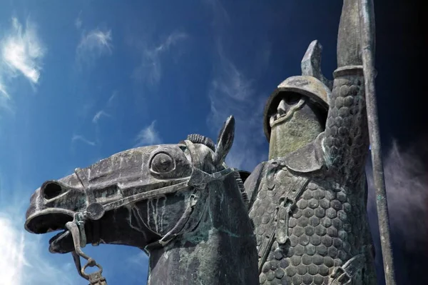 Knight Horse Statue Blue Sky — Stock Photo, Image