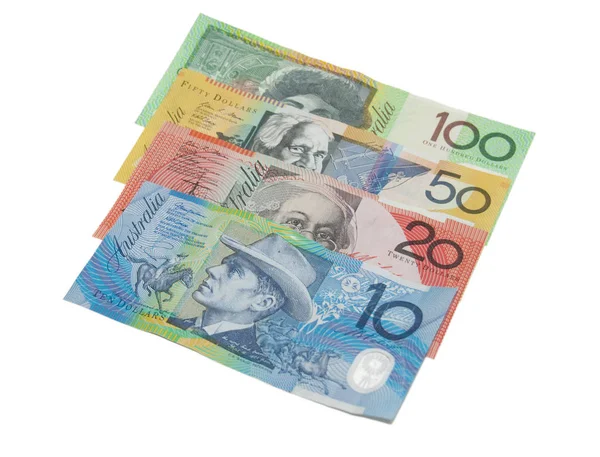 Australisches Geld Auf Weißem Hintergrund — Stockfoto