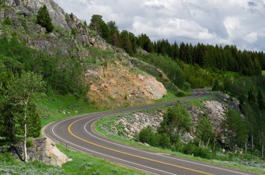 A bend in the Beartooth Highway, Shoshone National Forest, Park County, Wyoming, USA clipart