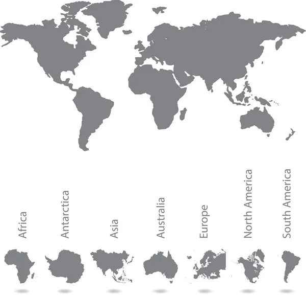 Une Carte Illustrée Monde Avec Tous Les Continents — Photo