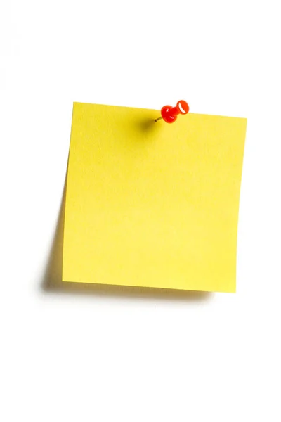 Nota Recordatorio Amarillo Con Pin Rojo —  Fotos de Stock