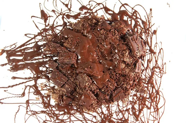 Mucchio Pezzi Cioccolato Sbriciolato — Foto Stock