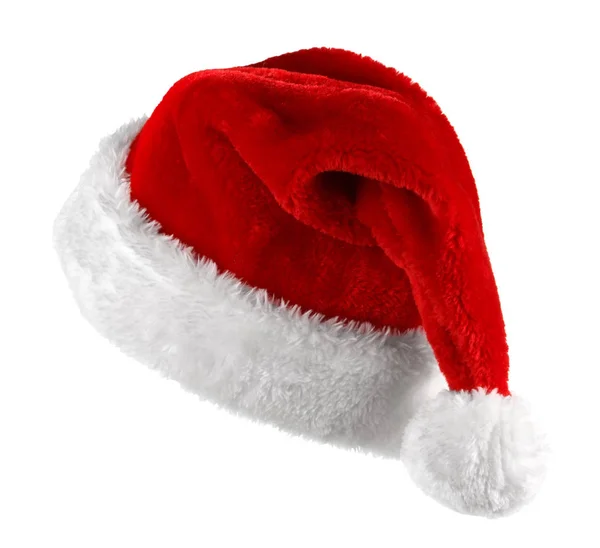 Single Santa Claus Rode Hoed Geïsoleerd Witte Achtergrond — Stockfoto
