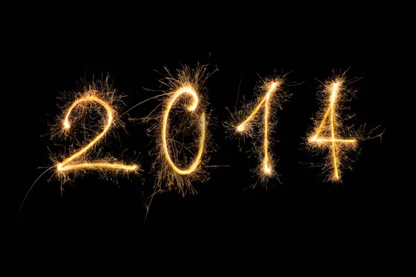 Feliz Año Nuevo 2014 Hecho Fuegos Artificiales — Foto de Stock