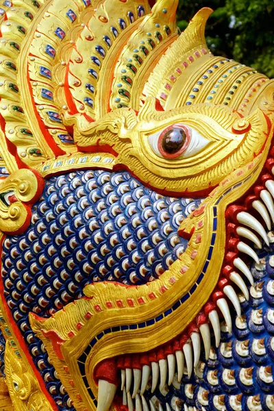 Seni Thai Menunjukkan Patung Naga Tradisional Chiangrai Thailand — Stok Foto