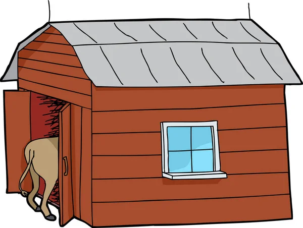 小さな納屋の中の馬の後部 — ストック写真
