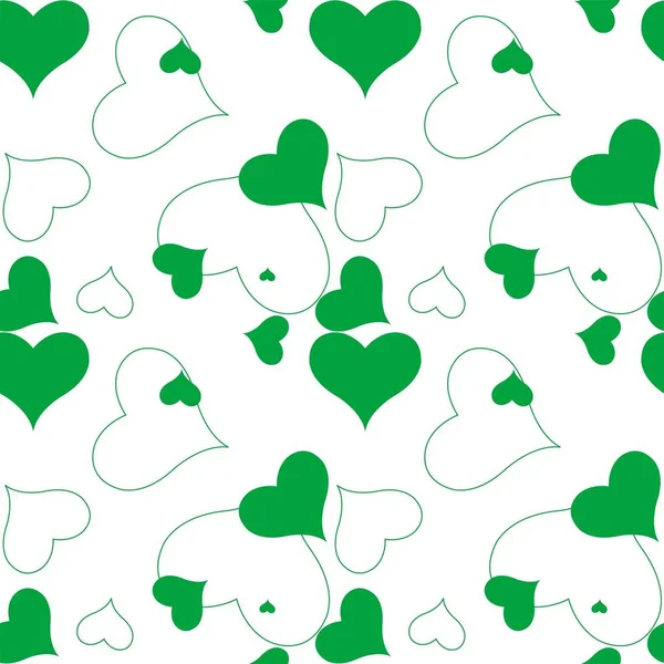 Corazón Patrón Verde Ilustración Arte Vectorial — Foto de Stock