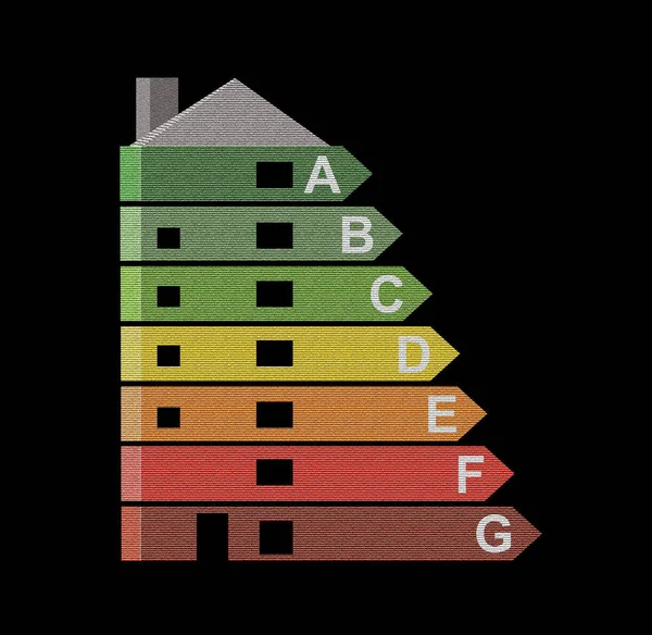 Illusztrált Energia Hatékonyság Diagram Amely Alatt Építeni Egy Épület Fekete — Stock Fotó