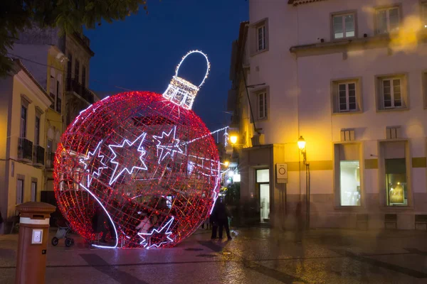 Piękny Widok Boże Narodzenie Ball Centrum Miasta Faro Portugalia — Zdjęcie stockowe