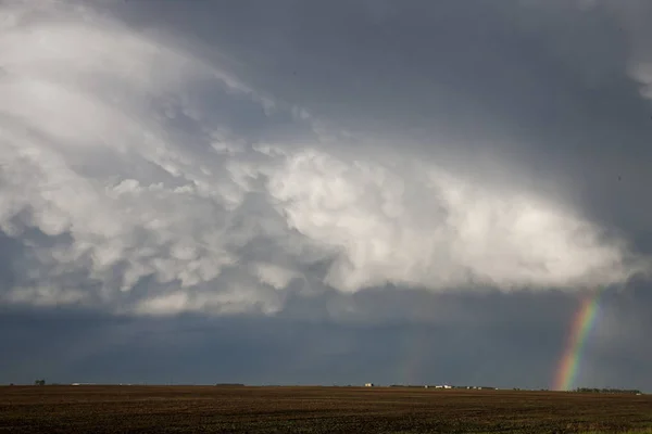 Nuvens Tempestade Saskatchewan Céus Ameaçadores Avisos — Fotografia de Stock