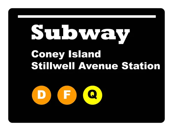 Coney Island Subway Sign Isolated White Background New York — Stock Photo, Image