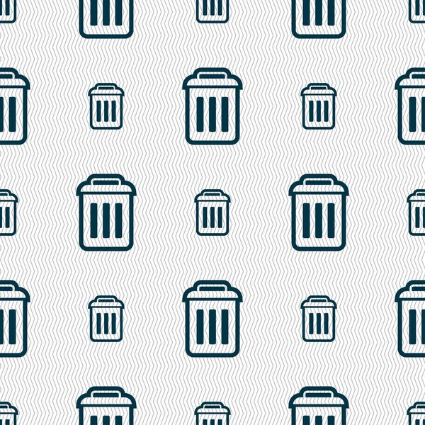 the trash icon sign. Seamless pattern with geometric texture. illustration