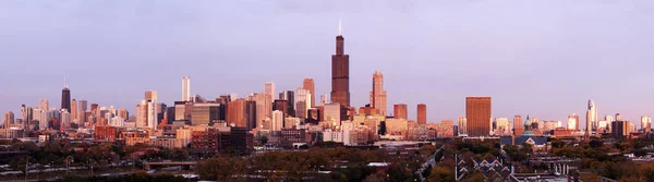 Panorama Chicago Pôr Sol Chicago Illinois Eua — Fotografia de Stock