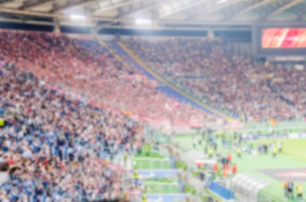 Fondo Desenfocado Con Partidarios Estadio Para Partido Fútbol Posproducción Intencionalmente — Foto de Stock