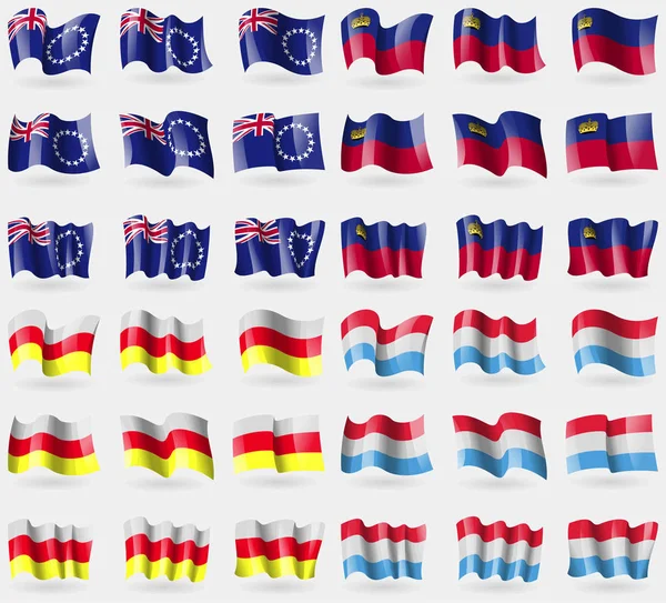 Islas Cook Liechtenstein Osetia Del Norte Luxemburgo Conjunto Banderas Los — Foto de Stock