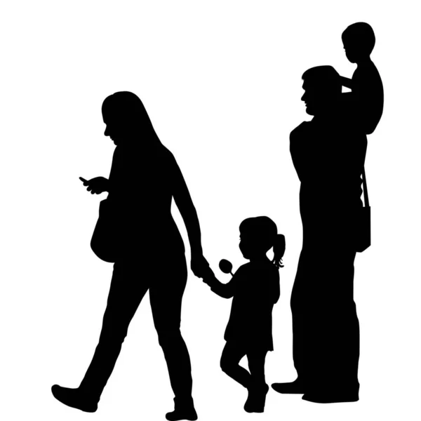 Moderna Silhouette Familiare Con Due Bambini — Foto Stock