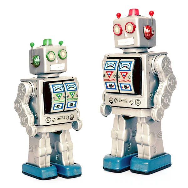 Padre Hijo Robots Blanco — Foto de Stock