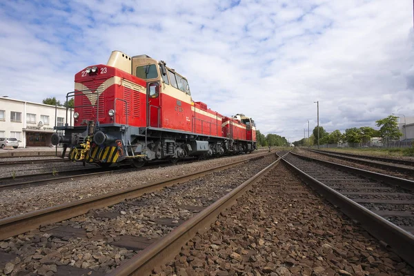 Dos Locomotoras Eléctricas Estación Tren Hanko — Foto de Stock