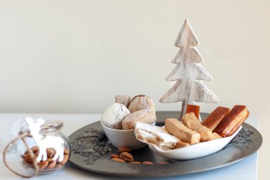 Turron, mantecados and polvorones, typical spanish christmas sweets clipart