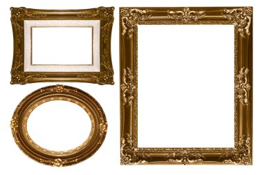 Decorative Gold Empty Wall Picture Frames to Insert Your Own Design clipart