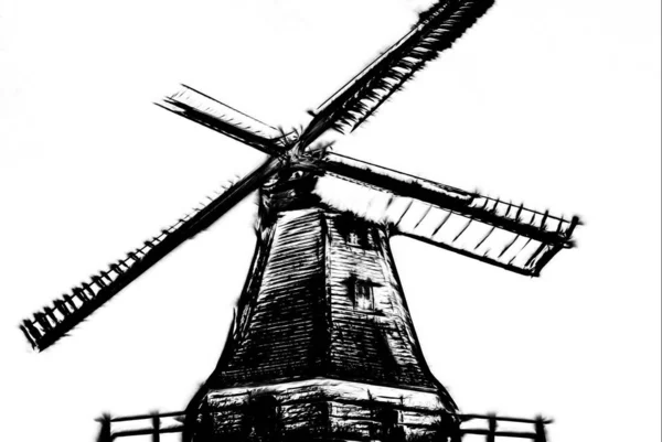 エルベのドイツの古い風車 — ストック写真