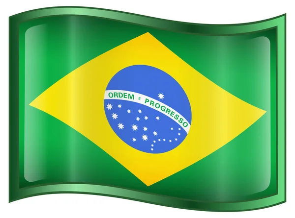 Icono Bandera Brasil Aislado Sobre Fondo Blanco — Foto de Stock