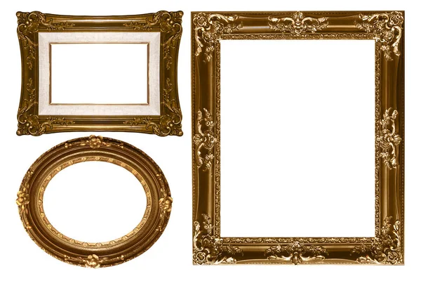 Decorative Gold Empty Wall Picture Frames Insert Your Own Design — Stock Photo, Image